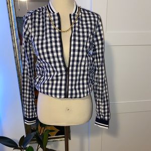 Checkered plaid zip up jacket